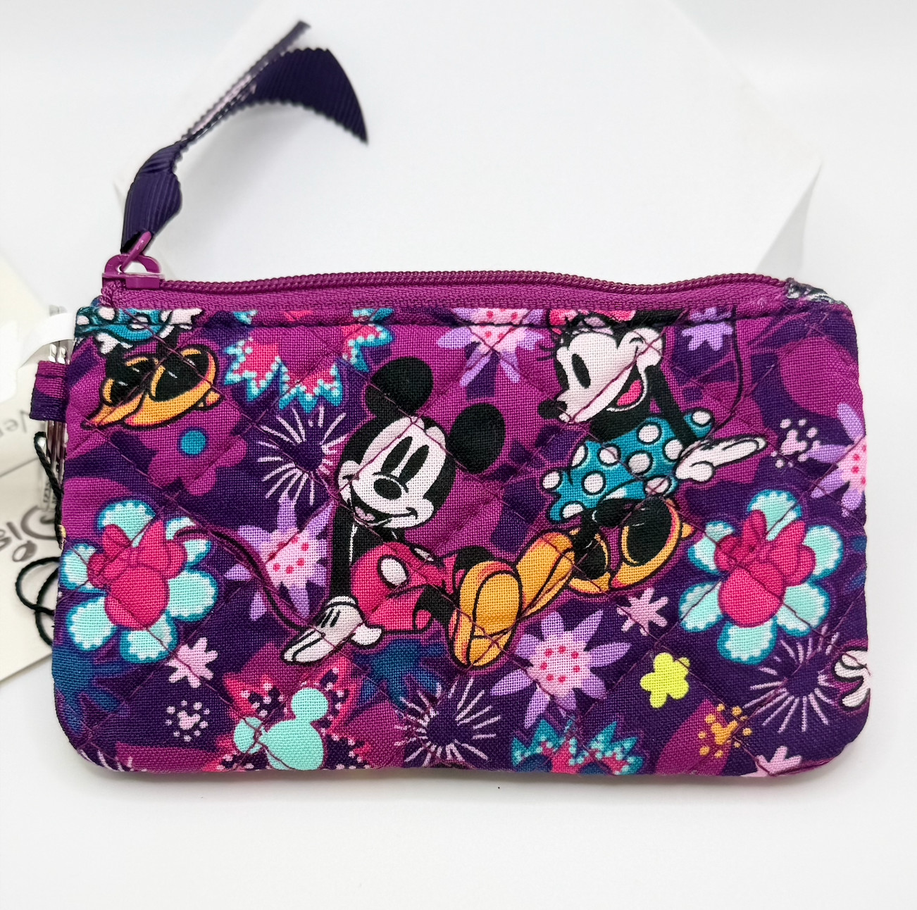 Vera Bradley Disney MICKEY MINNIE Mouse SWEET FLORAL Zip ID Card Case Key Ring