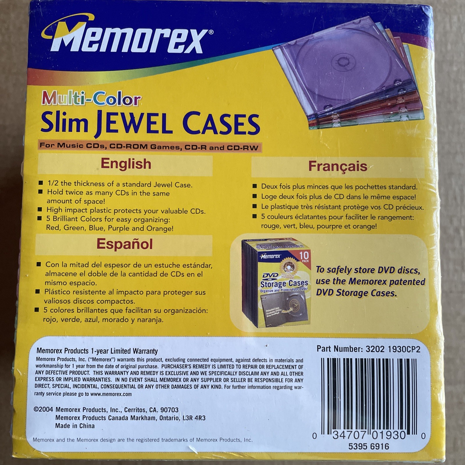 NEW High Quality Memorex 30-pack Slim CD Jewel Case (5.2mm)-5 Colors, FREE SHIP