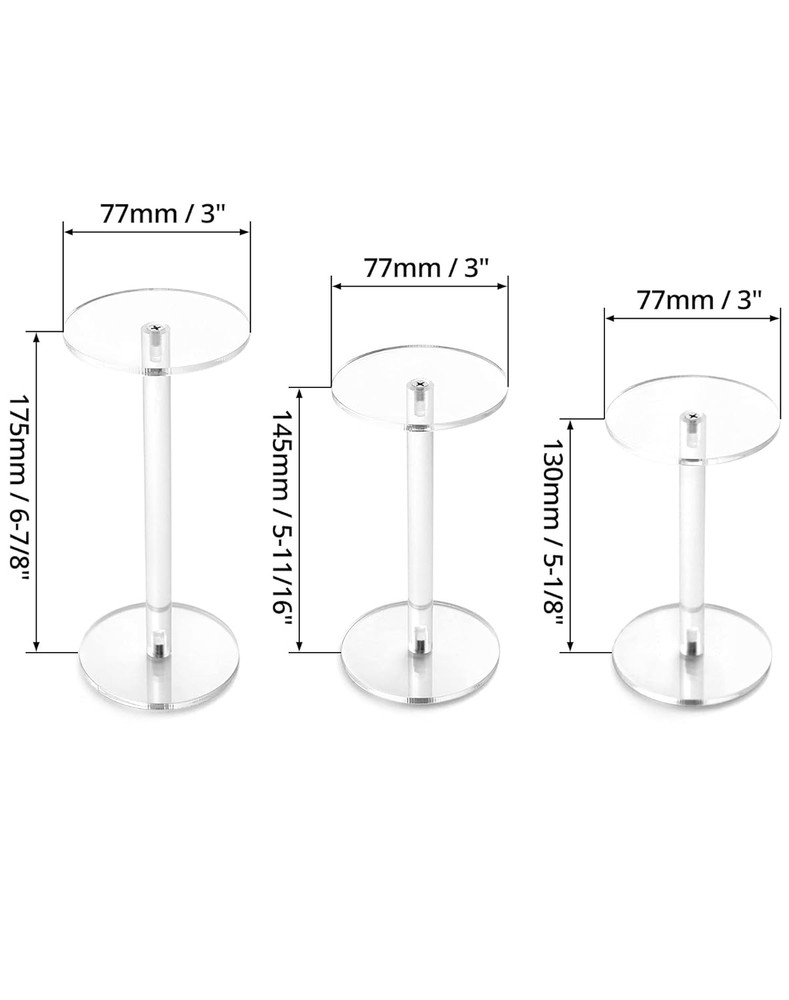 round Acrylic Display Stand, 2 Sets Premium Clear round Riser Stands