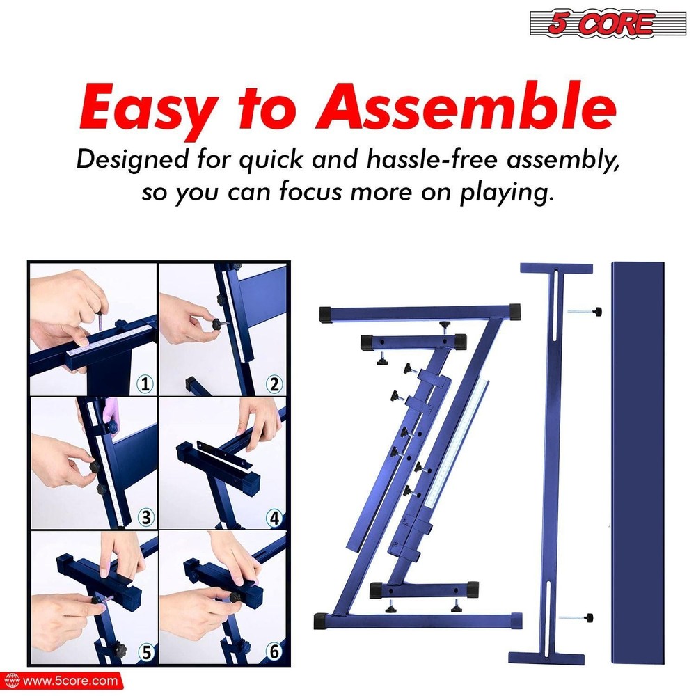 5 CORE Keyboard Stand Z Style Adjustable Electric Piano Riser Foldable & Sturdy