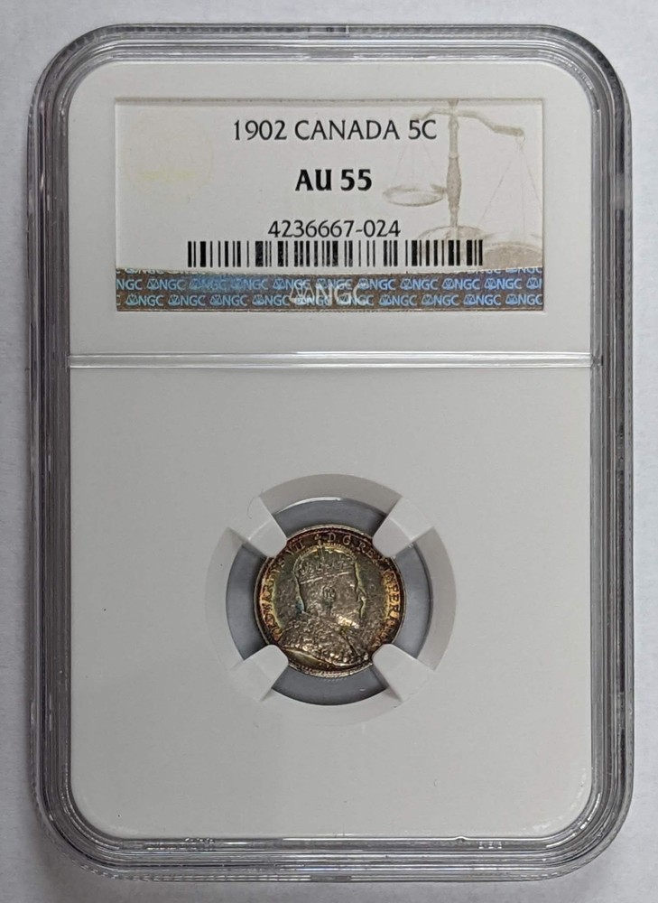 1902 Canada 5c PCGS AU 55
