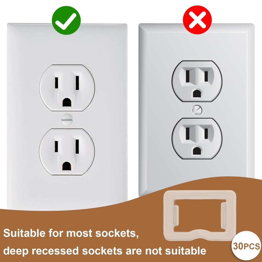 30 Pack Loose Outlet Plug Fix - Secure Plug Lock for Loose Wall Sockets, Fire...