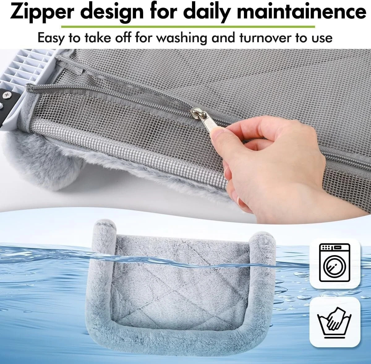 Cat Window Perch with Bolster, Adjustable Hammock Seat for Large Cats Gray