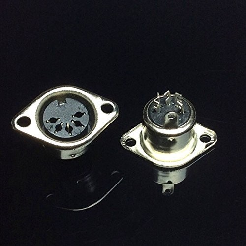 CESS DIN Female 5-Pin Jack Socket Connector Panel Mount Soldering DIN, Silver