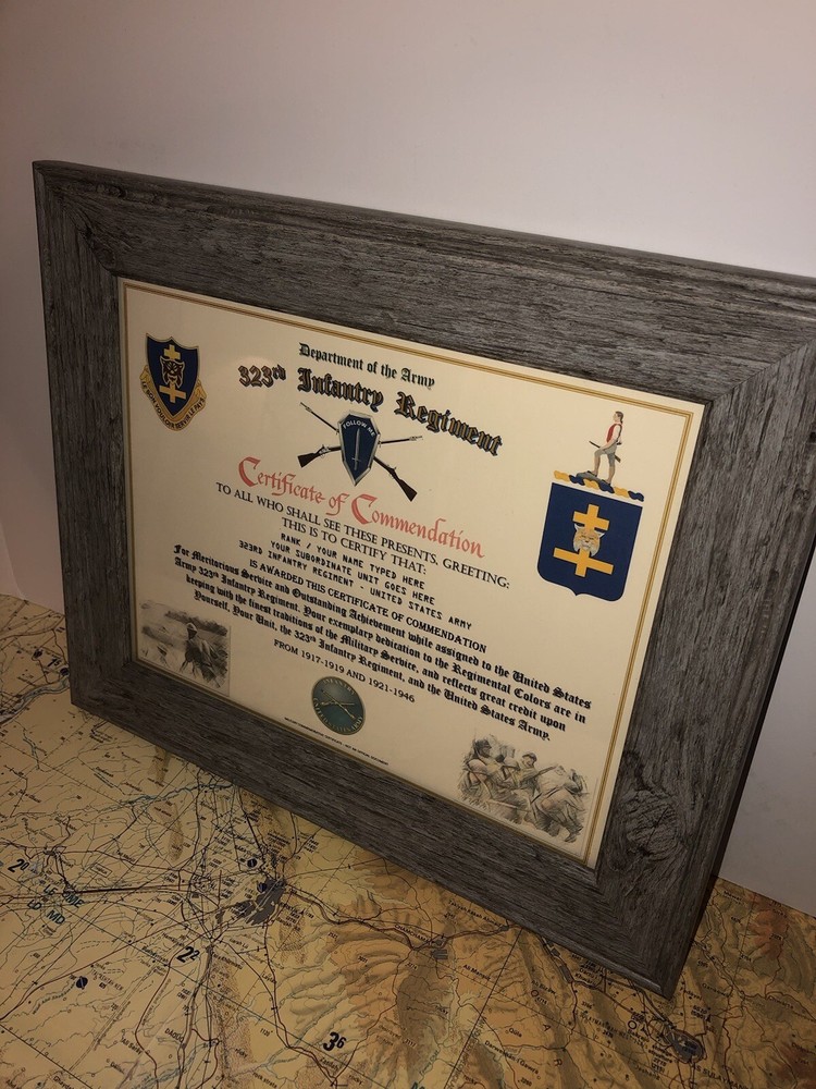 323RD INFANTRY REGIMENT / COMMEMORATIVE - CERTIFICATE OF COMMENDATION