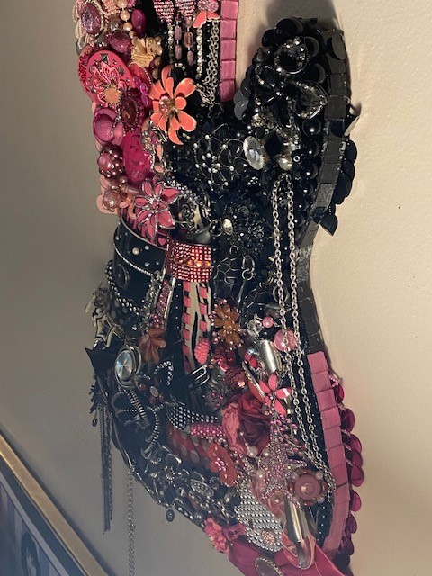 Funky Guitar Wall Art- 'Hello Kitty"- Handmade