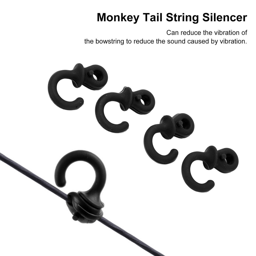 4x Archery String Silencers Monkey Tail Compound Bow String Stabilizer Black