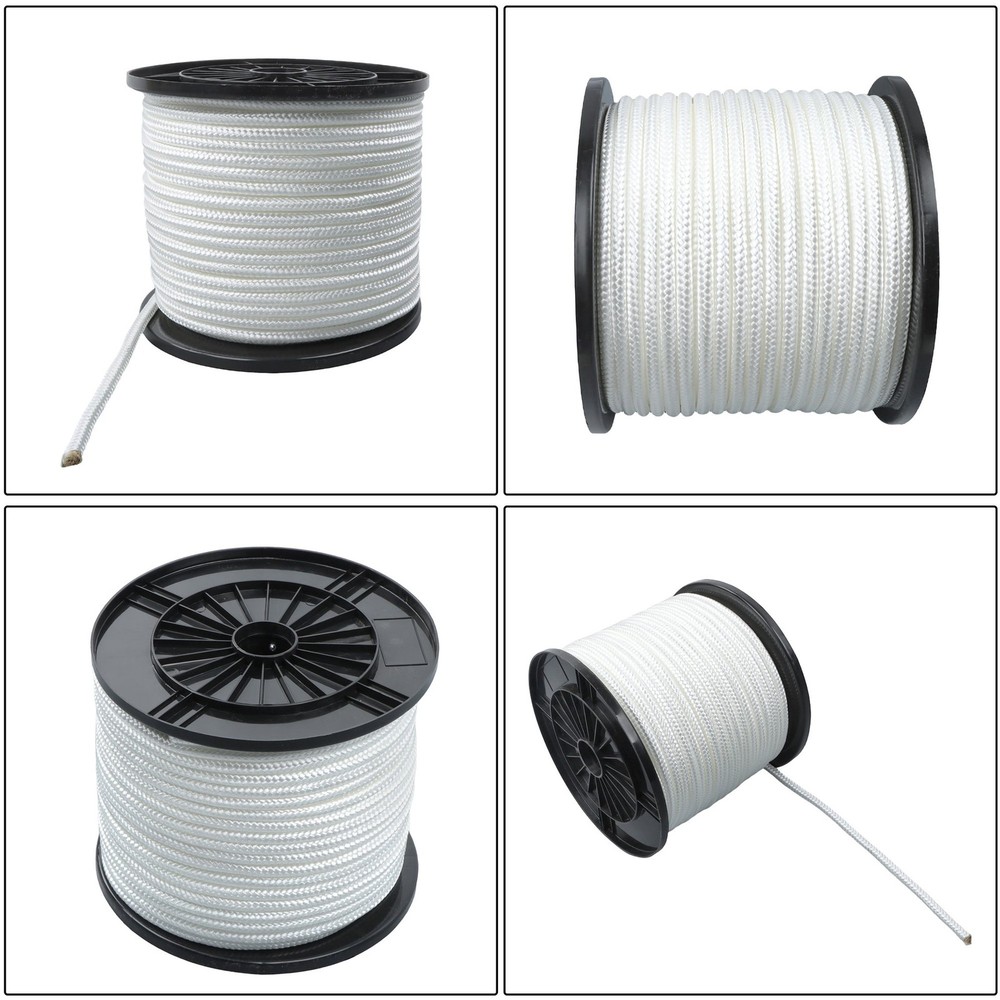 3/8" × 250' Multipurpose White Nylon Rope Sturdy Spool Solid Braid Rope
