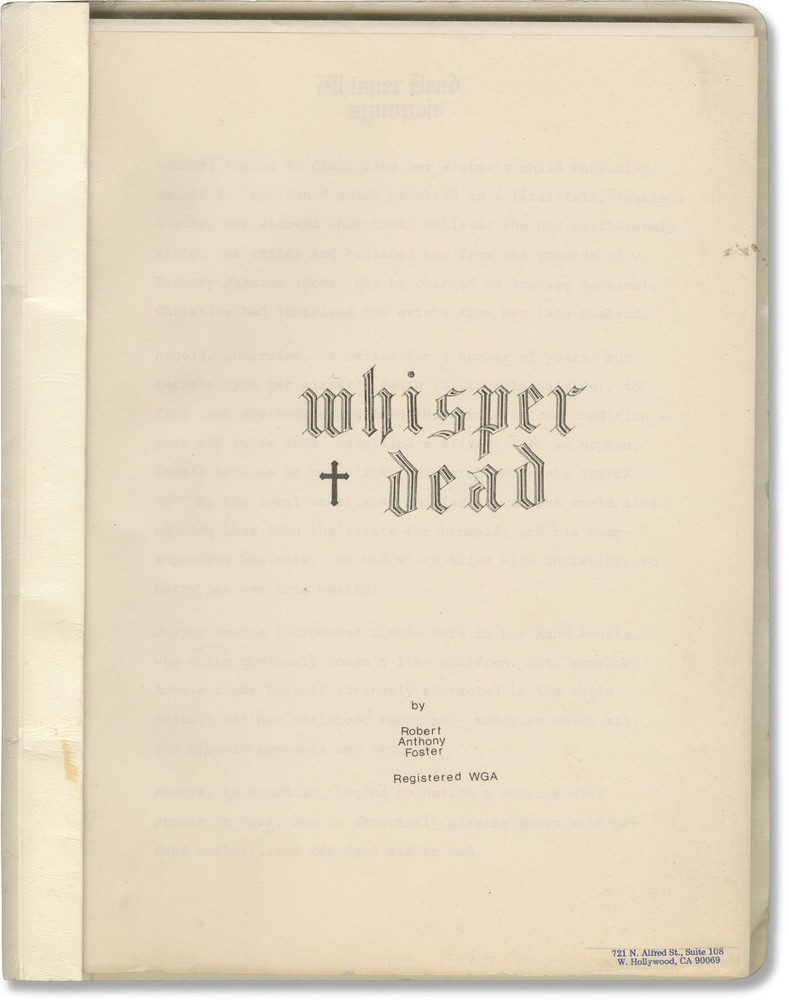 Robert Anthony Foster WHISPER DEAD Original screenplay for an #158055