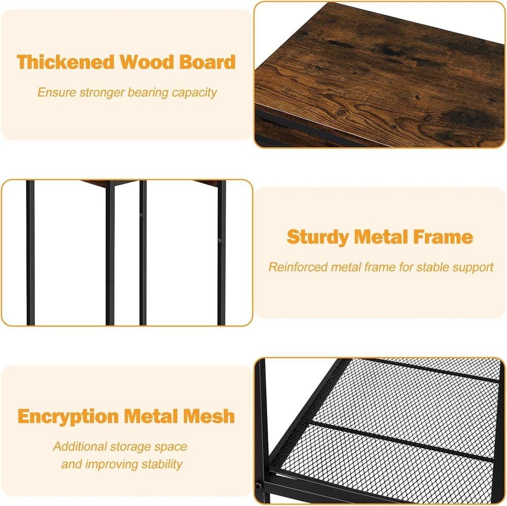 Printer Stand w/Storage Drawer Rolling Printer Table Desk w/Charging Station