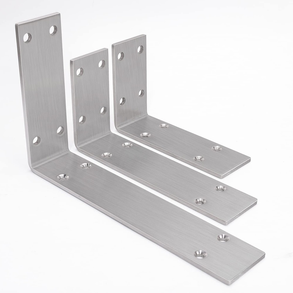 YUMORE Shelf Bracket 8 inch, Heavy Duty (1/5") Thick Solid L Brackets, Max Lo...