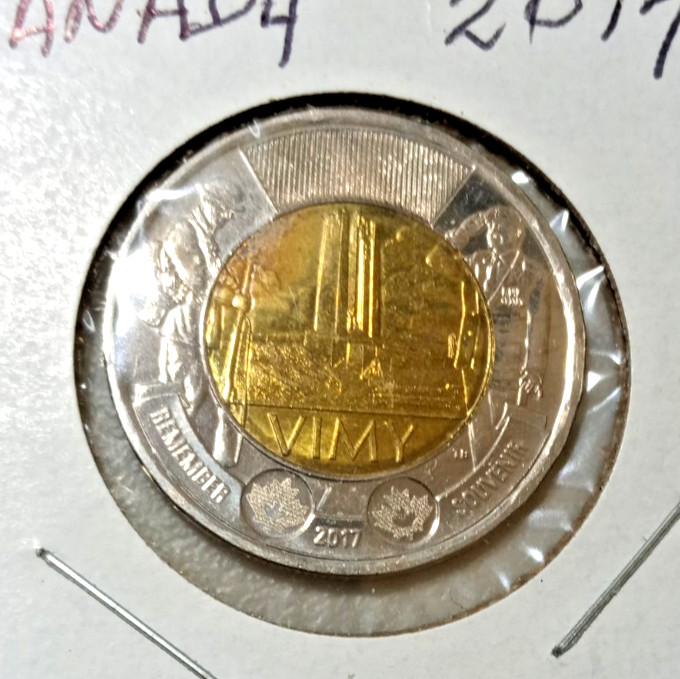 VIMY 2017 CANADA $2 NONColorized Toonie Coin Roll