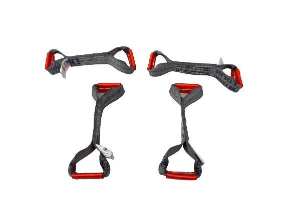 8 pt Kit 18' Grey Diamond Weave Rollback / Flatbed Car Tie-Downs w/ Chain Tails