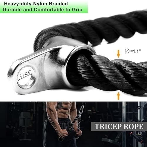 Tricep Rope Cable Attachment - LAT Pulldown & Pull Down Handles for Home Gym