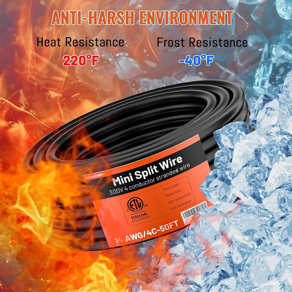 100% Pure Copper ETL Listed 14-4 Mini Split Cable | 14/4 Mini Split Communicatio