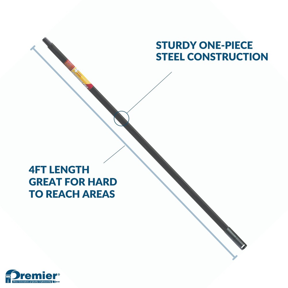 Premier Paint Roller 4ft Steel Extension Pole with Threaded Tip