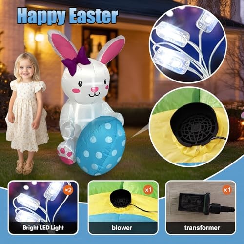 4FT Easter Inflatable, Easter Inflatable Outdoor 4FT Easter Inflatable Bunny