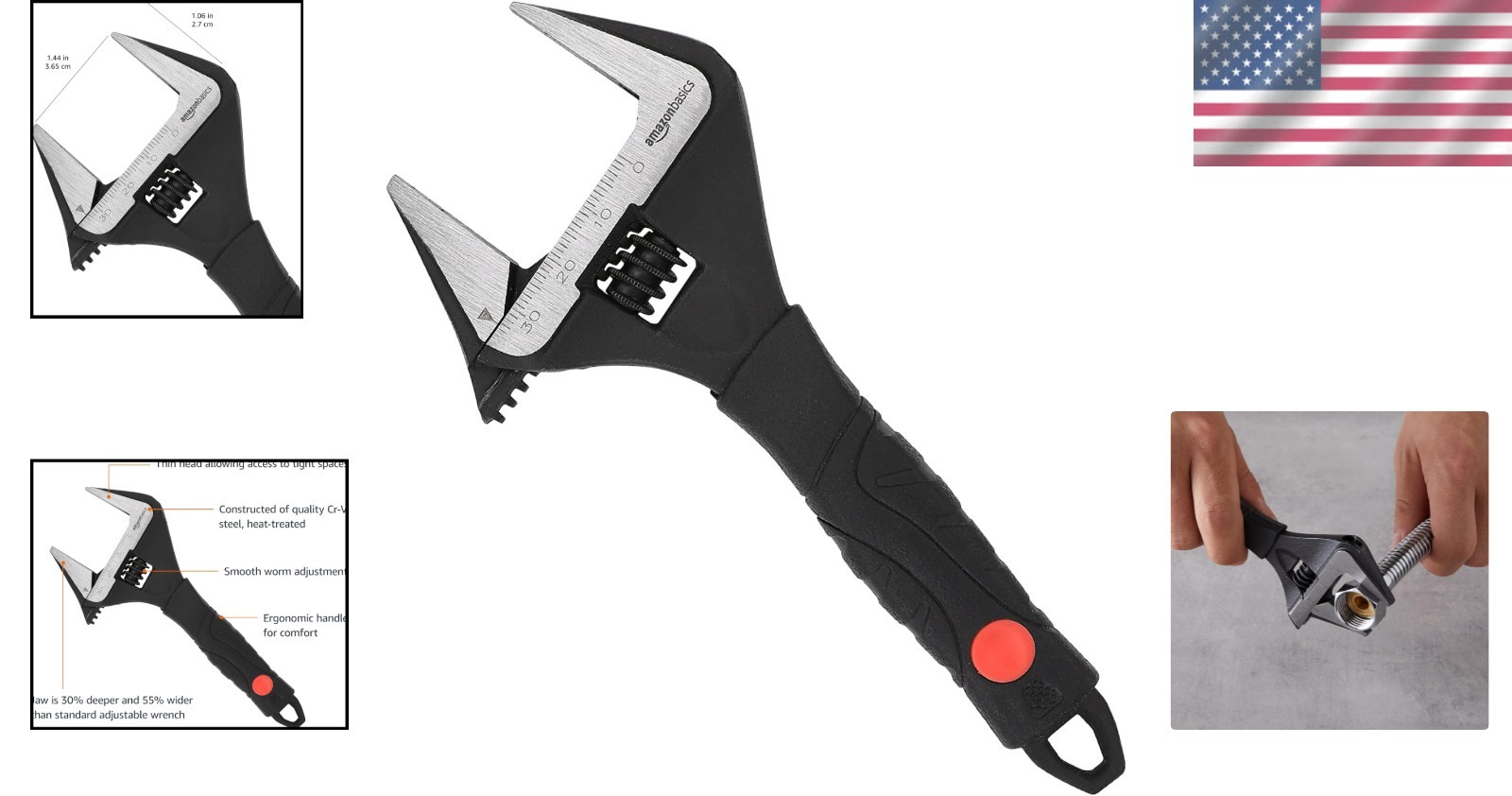 Versatile 6.34-Inch Soft Grip Adjustable Wrench for Auto and Plumbing Repairs