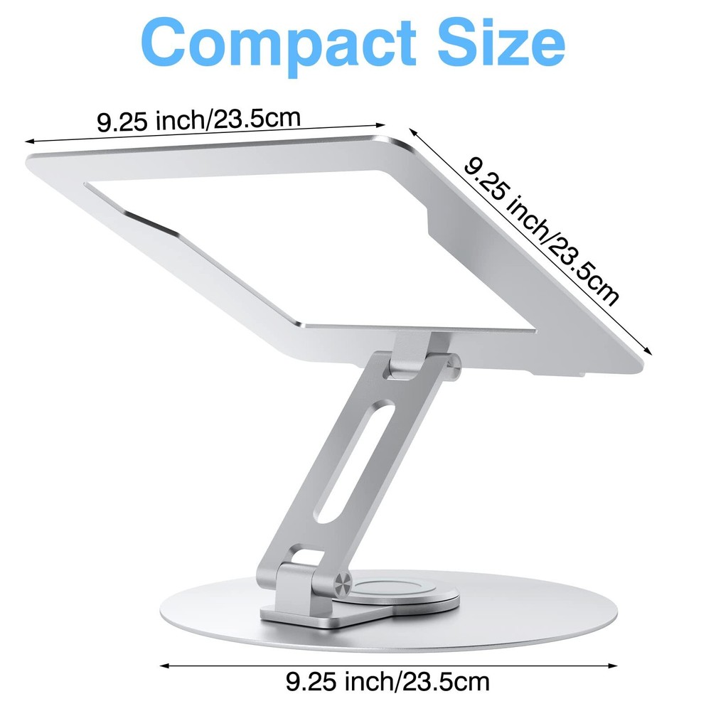 Swivel Laptop Stand Adjustable Height Aluminum Riser 360 Rotating Foldable