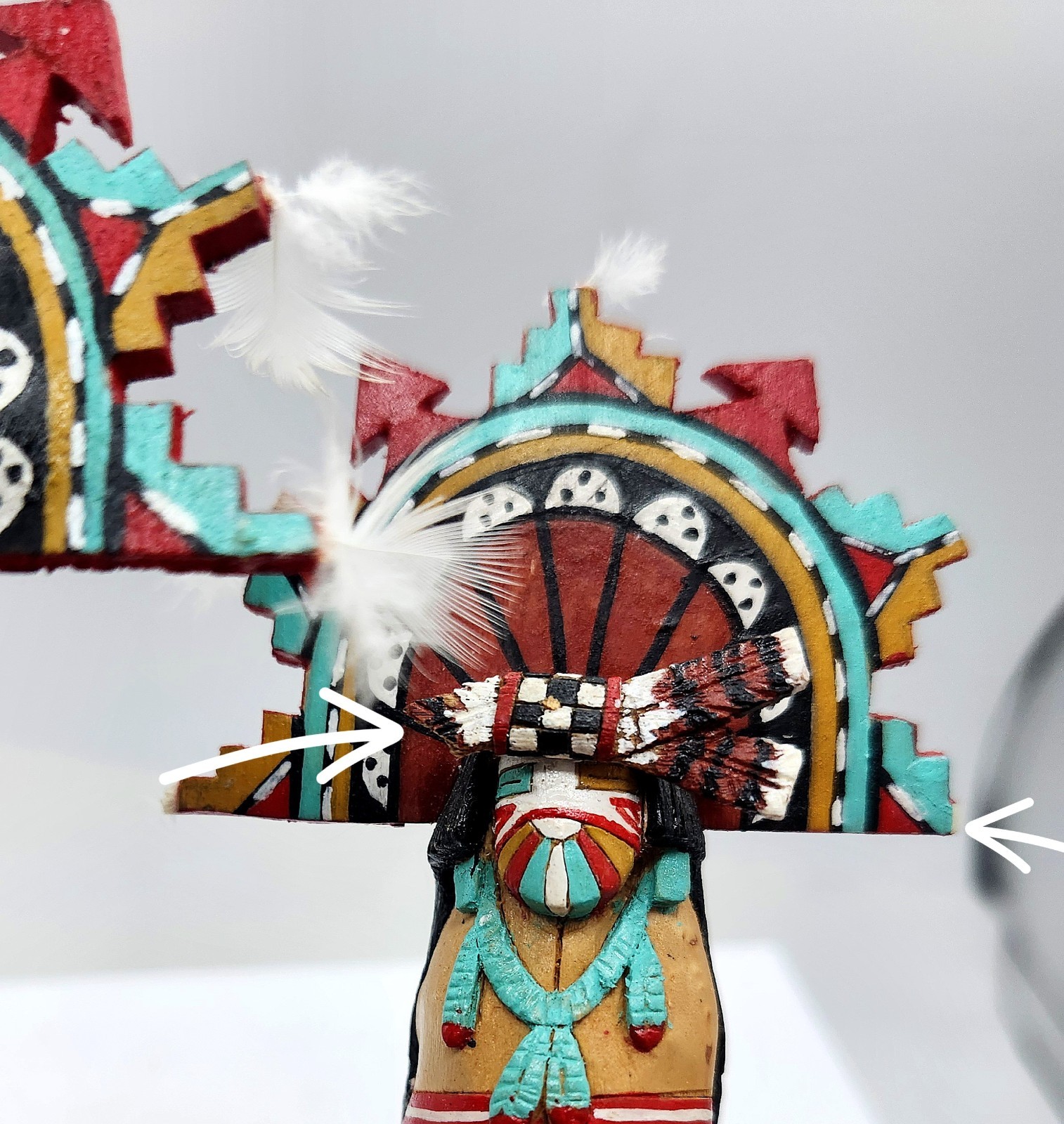 Vtg Wood Native American Hopi Salako Taka & Mana Kachina Figures M. Poseyesva Jr