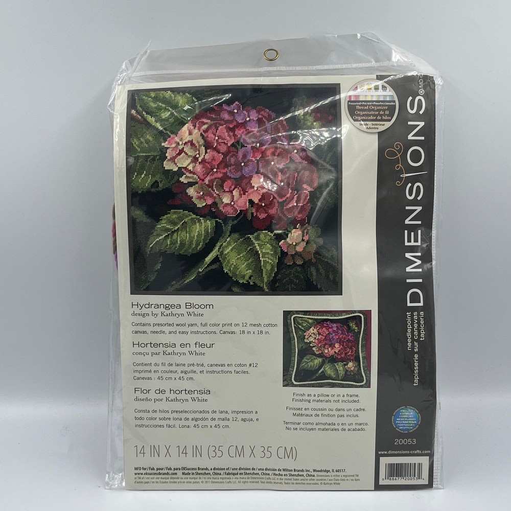 Dimensions Hydrangea Bloom Needlepoint Kit #20053 14"x14" NEW
