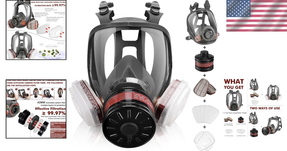 Full Face Gas Mask with Activated Carbon Filter