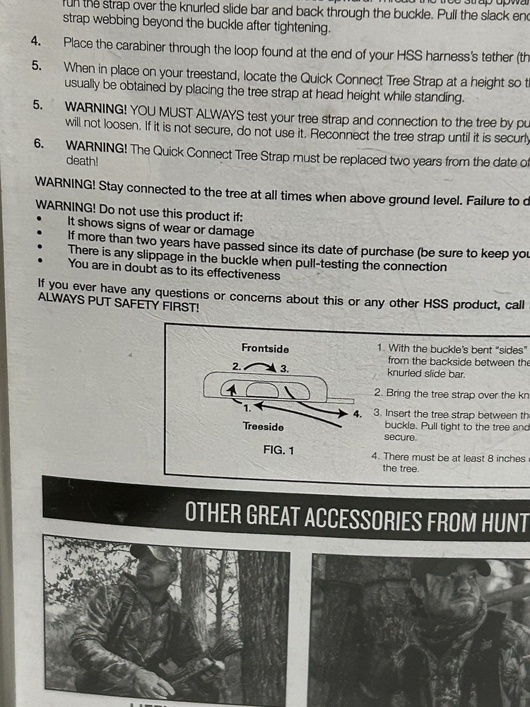 Hunter Safety System Quick-Connect Tree Strap Tree-Stand Hunting Single NOS