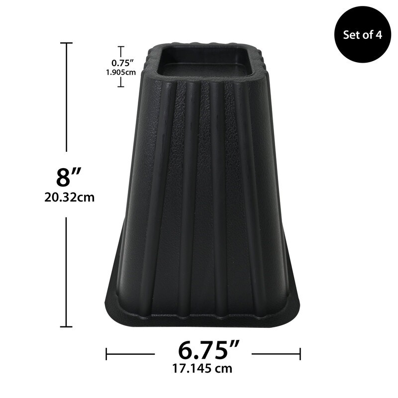 Tall Bed Risers 4-Pack Heavy Duty Plastic Underbed Storage Max Capacity 300lbs