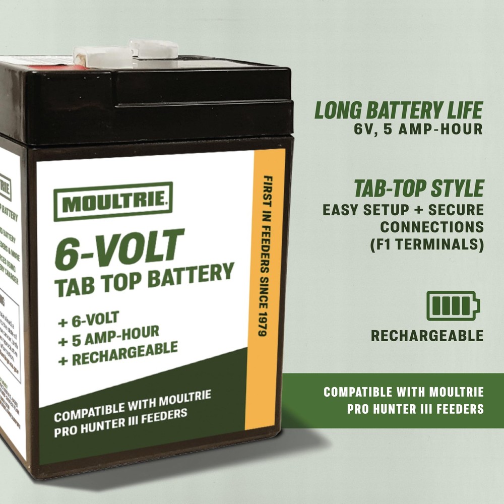 Moultrie 6 Volt Tab Top Battery - Designed for Pro Hunter 3 Black