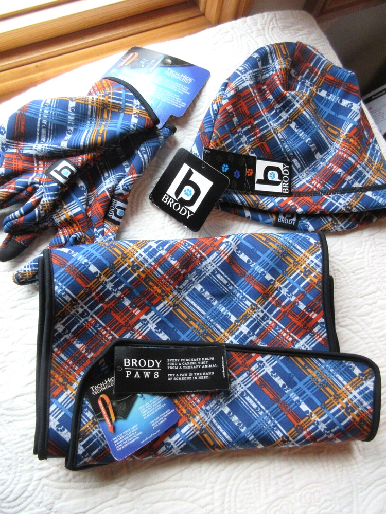 BRODY PAWS NWT HAT GLOVES SCARF MATCHING SET TECH-TOUCH TECH-HIDE DOUBLE LAYER#2