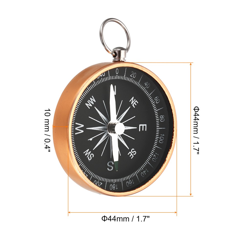 Pocket Compass Outdoors Navigation Compass with Key Ring Yellow