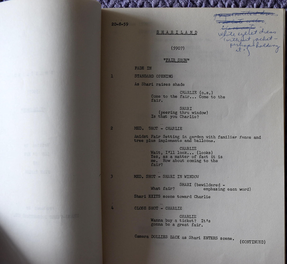 1959 Shariland " Fair Show " Original Screenplay Script