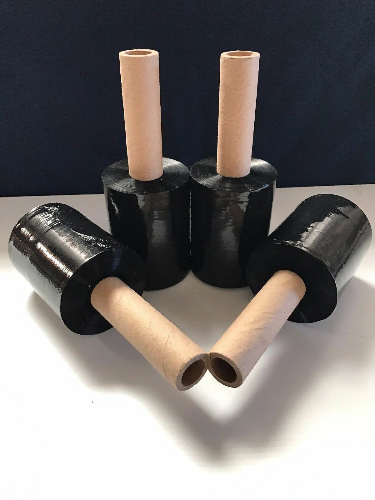 12 Rolls 5" x 1000FT 80 Gauge BLACK Stretch Shrink Film Hand Wrap With Handle