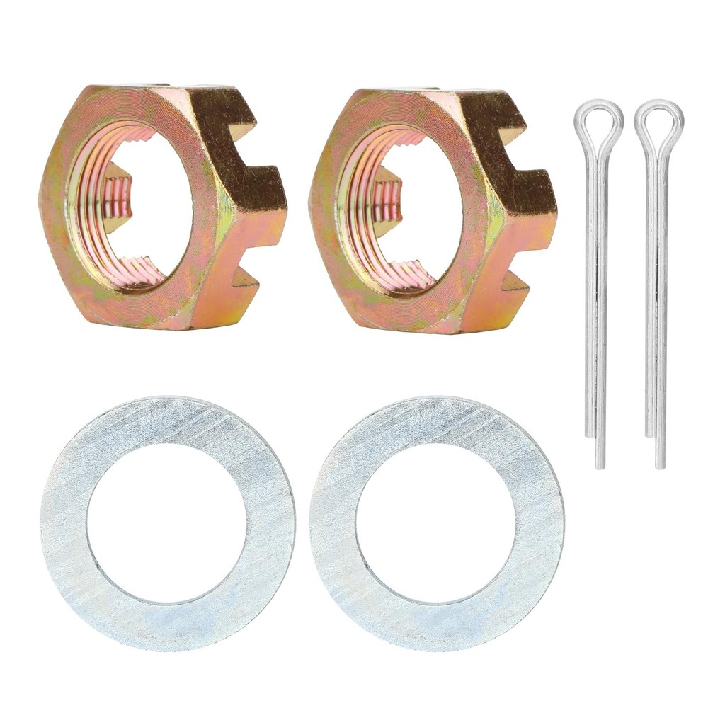 2 Sets Trailer Axle Nut Kit for 1 Inch Spindle Includes Washers Cotter Pins