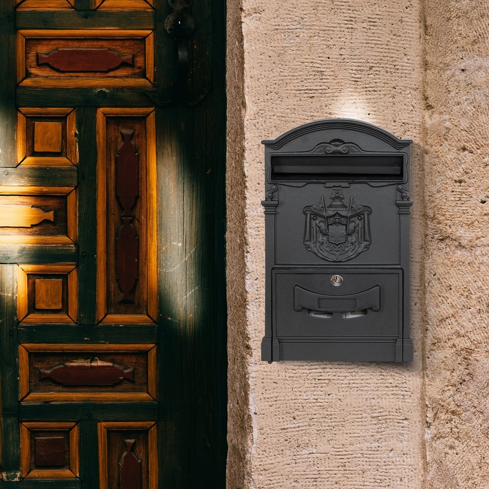 xhlokk Wall Mount Mailboxes, Rust Resistant Locking Mailbox for Black