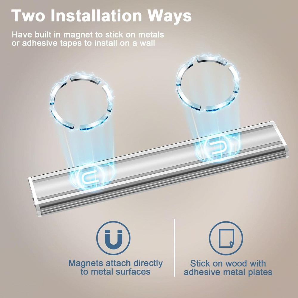 9.8" Under Cabinet Lighting, 2000mAh USB-C Rechargeable, Motion Sensor Under ...