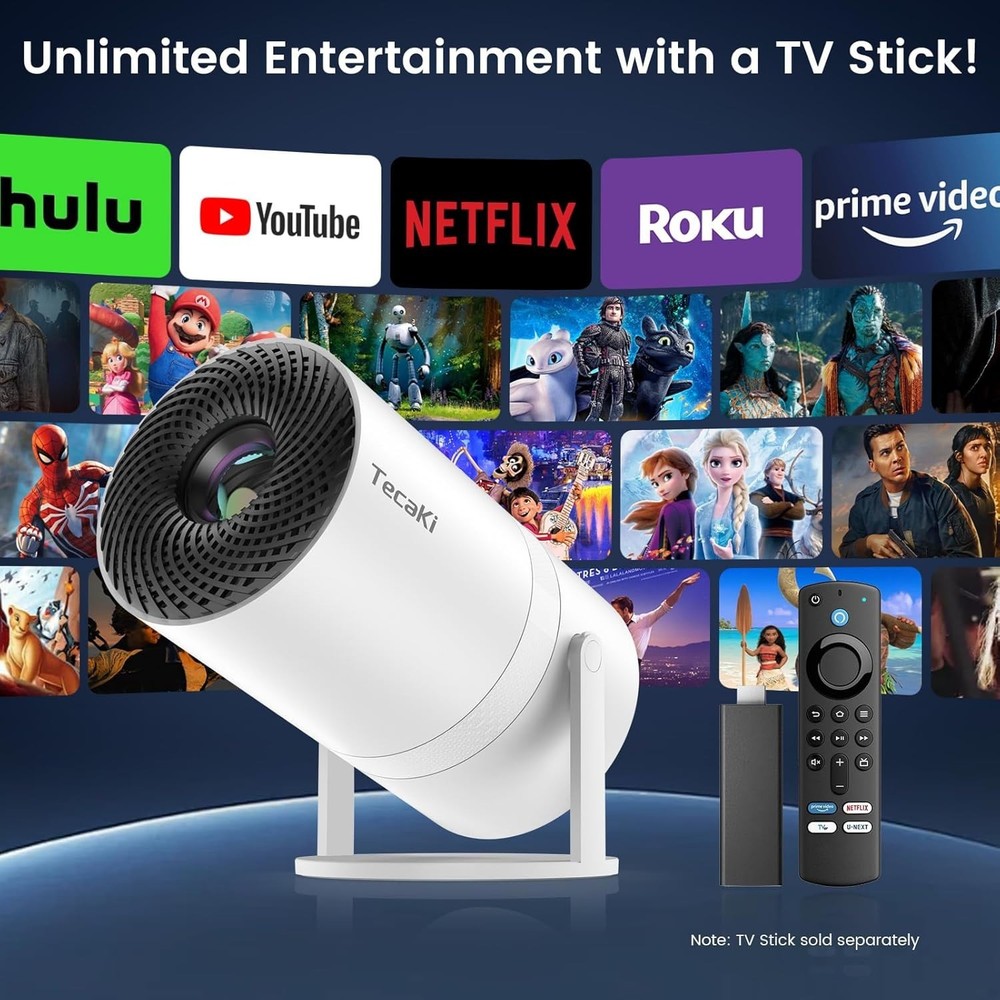 Smart Mini Projector with Auto Keystone & Multi-Device Compatibility - HD 1080P