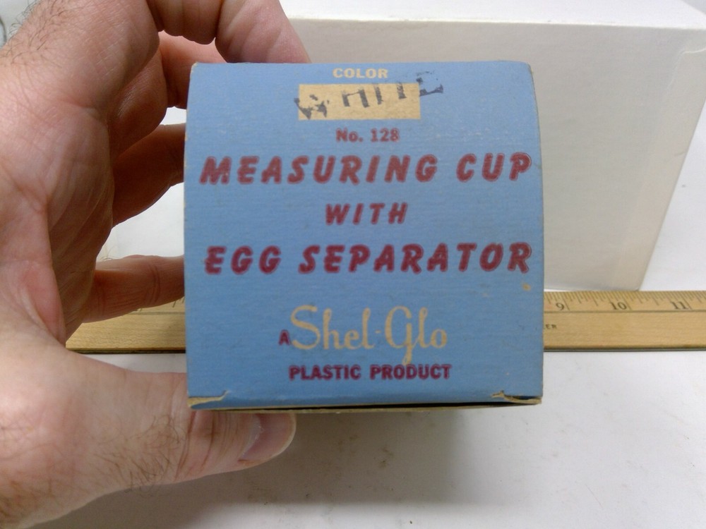 Vintage Shel-Glo Plastic Measuring Cup with Egg Separator W/ Box
