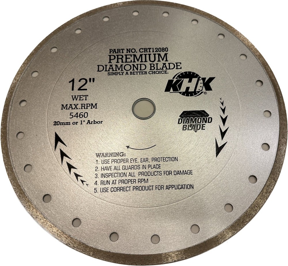 2- Pack! 12" x .080" Premium Continuous Rim Tile Blade, Wet Cut