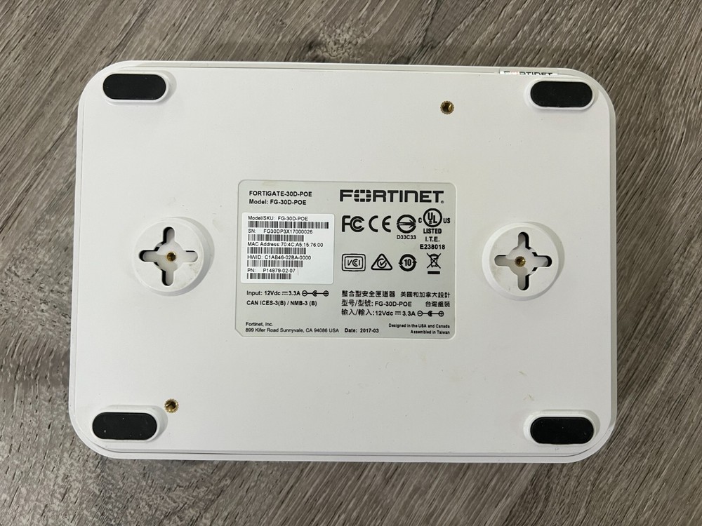Firewall Fortinet Fortigate FG-30D Network Security Appliance