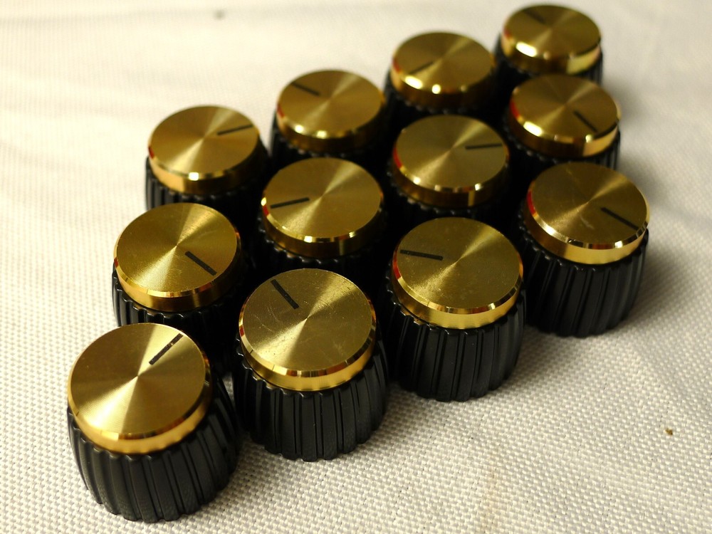 12 pcs Amplifier Knobs Black With Gold Cap Push-On For Marshall AMP Combo
