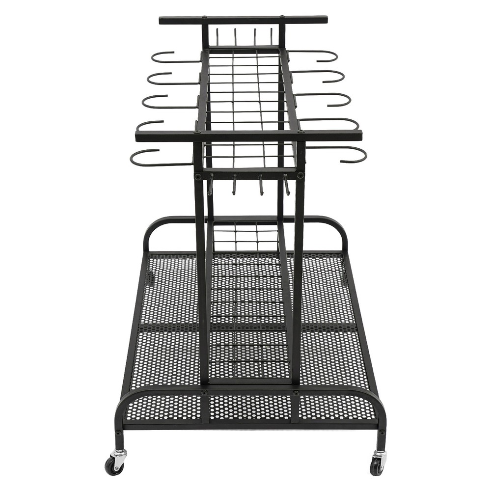 Large Capacity Garage Tool Organizer with Hooks Garden Tool Organizer with Wheel