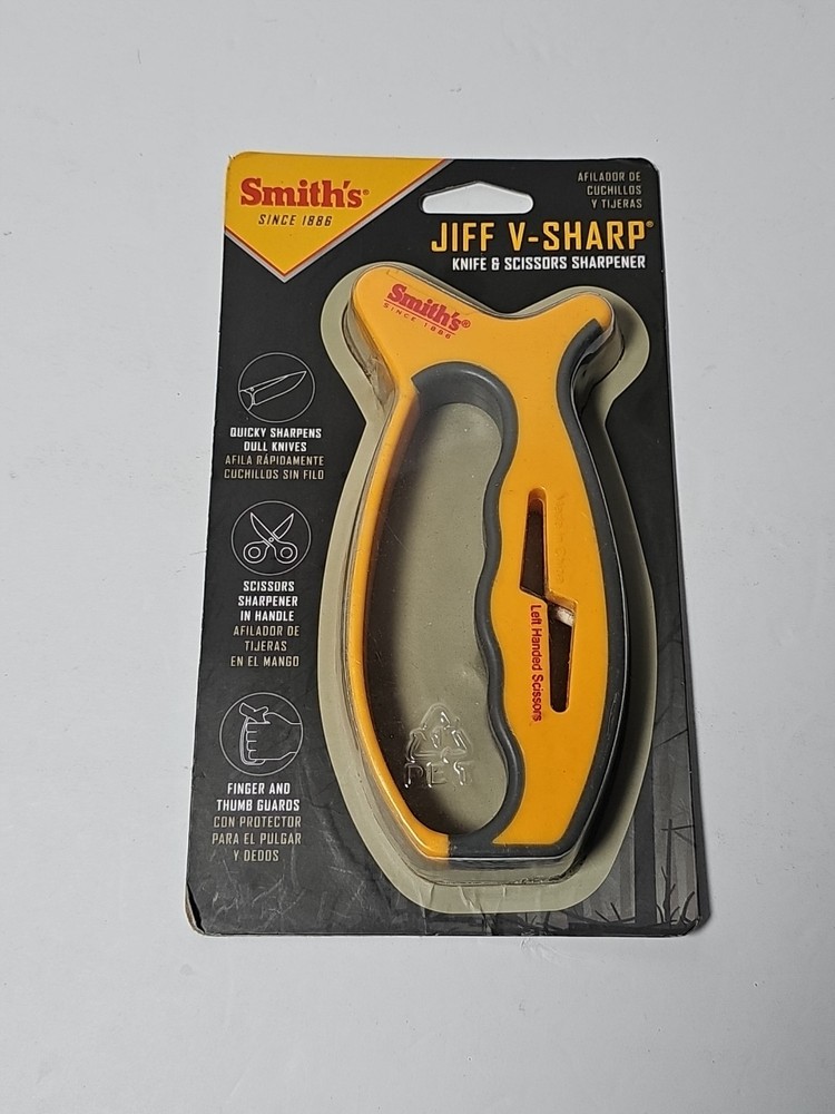 Smith's JIFF V-SHARP -Knife & Scissors Sharpener w/Finger/Thumb Guards- #50170