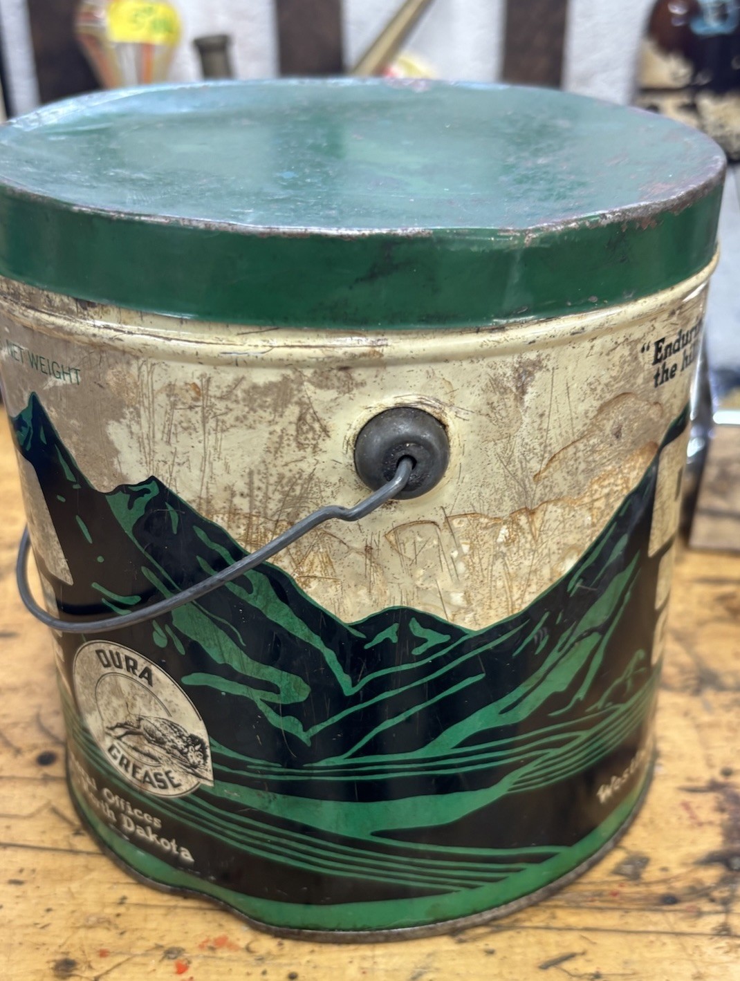 Westland Oil Company dura grease tin pail Minot North Dakota Can Vintage