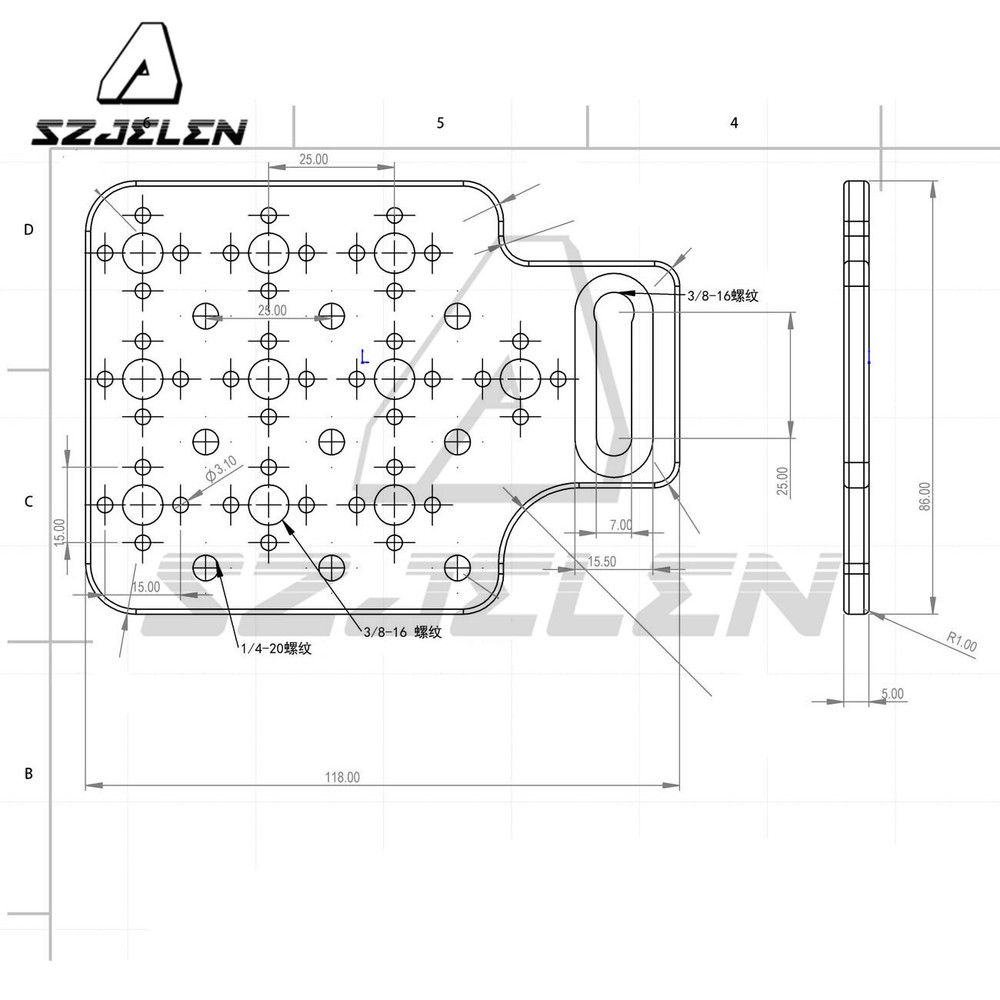 Camera 3/8”Thread Extension Side Universal Small Plate，Switching Mounting Camera