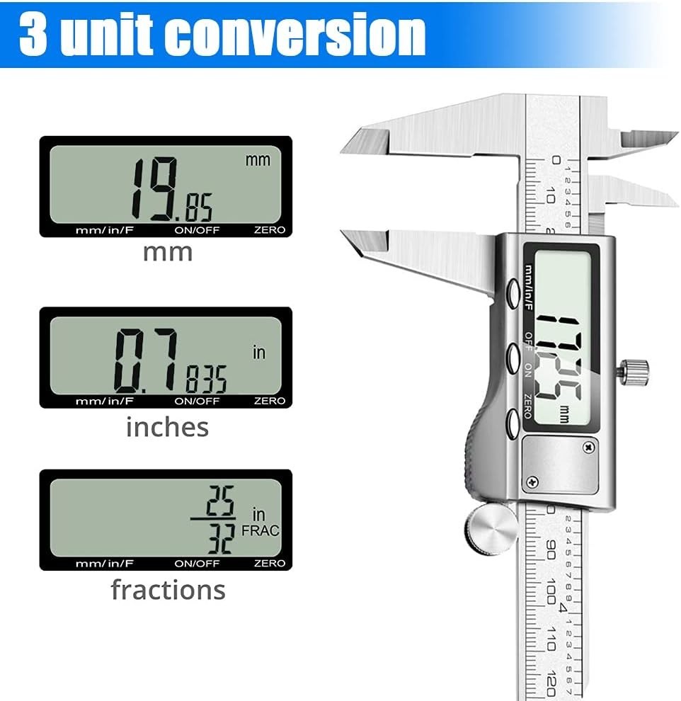 Stainless Steel Digital Caliper Zero Setting Button Differential Measurement