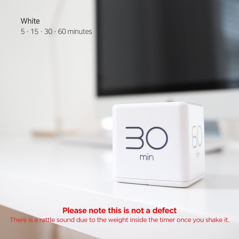 mooas Cube Timer (White), Timers Cube Flip Block Timers Productivity Gravity ...