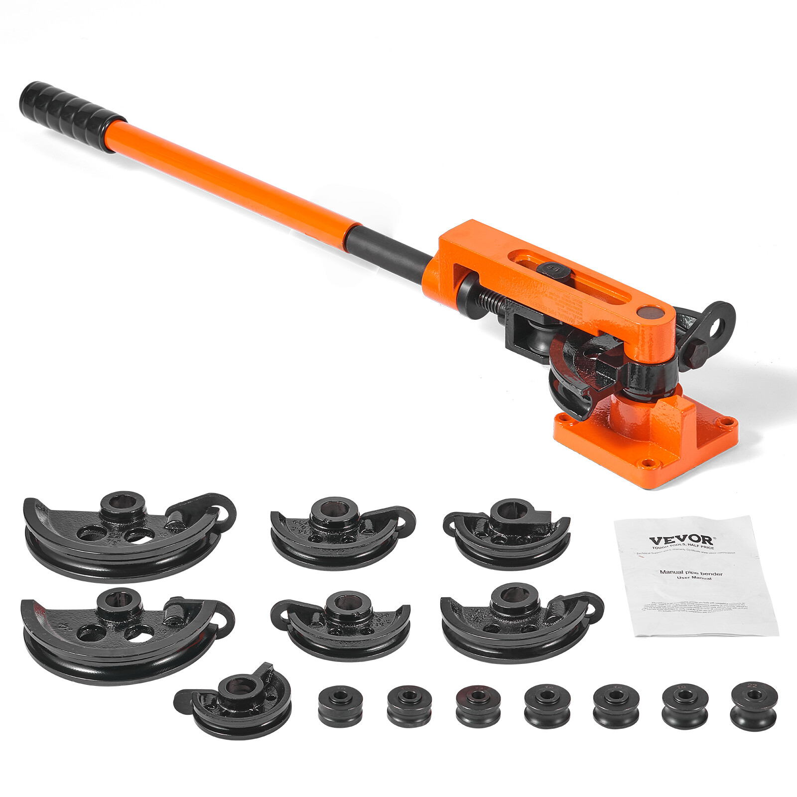 VEVOR Manual Pipe Tube Bender 3/8" to 1" OD with 7 Dies 180° Bending Tools