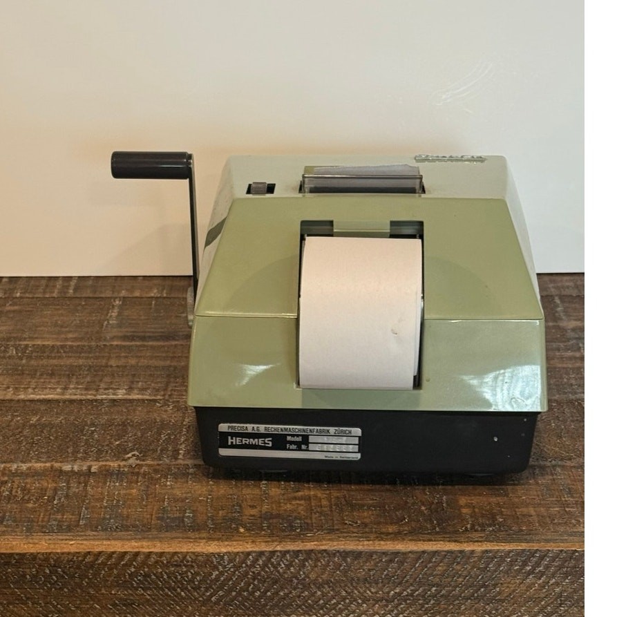 Hermes Precisa 109-7 Pristine Fully Operational Adding Machine Rare Collectors
