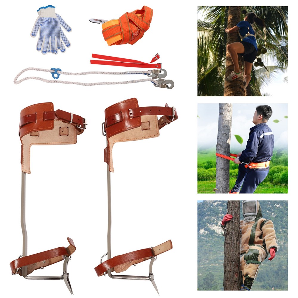 Tree Climbing Spike Set Adjustable Pole Climbing Spurs Tool Climber Strap Gaffs